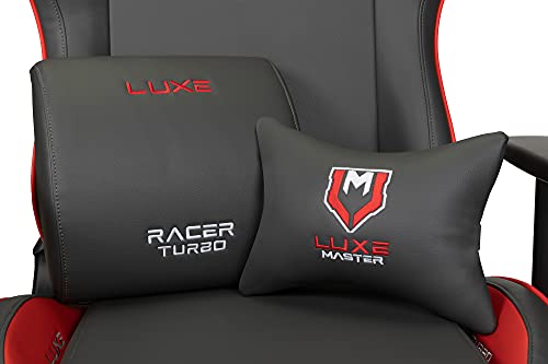 Luxe Racer Turbo Gaming Chair and Desk Chair- Grey Body with Grey seat Side Panels and Red welt Cord