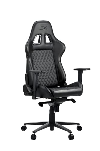 HyperX Jet Black Gamer Chair - Ergonomic Gaming Chair - Leather Upholstery Video Game Chair - Black PC Racing Chair Gaming - Hyper X Chair Gamer - Black Gaming Computer Chair - Gaming PC Chair Office