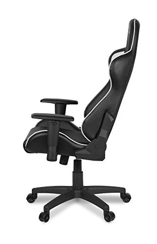 Arozzi - Forte PU Leather Ergonomic Computer Gaming/Office Chair with Recliner, Swivel, Tilt, Rocker, Adjustable Height and Adjustable Lumbar and Neck Support Pillows - Black - White Accents