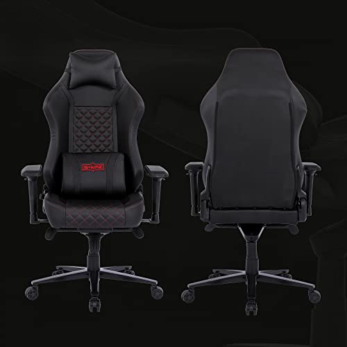 S*MAX Gaming Chair Big and Tall Full Mould Foam De Luxe Version Gamer Chair 4D Adjustable Armrests Premium Carbon Fiber Fabric and PU Leather Headrest Lumbar Support Video Game Chairs for Adults Black