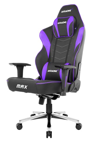 AKRacing Masters Series Max Gaming Chair with Wide Flat Seat, 400 Lbs Weight Limit, Rocker and Seat Height Adjustment Mechanisms - Black/Indigo