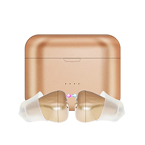 Lorhyme Rechargeable Hearing Amplifier for Elderly and Adult Assisted Hearing Home Comfort Hearing Aid Mini Digital Hearing Device (Golden)