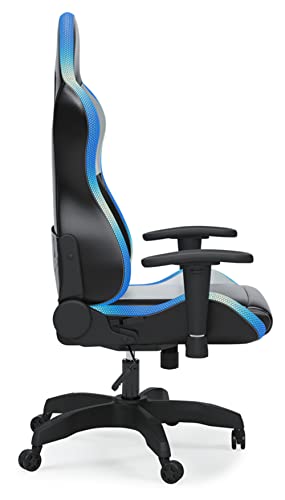 Signature Design by Ashley Lynxtyn Swivel Home Office Gaming Chair with LED Lighting, Black & Gray