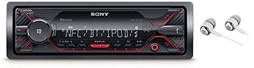 Sony DSX-A410BT Single Din Bluetooth Front USB AUX Car Stereo Digital Media Receiver Bundled with Earbuds (No CD Player)