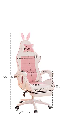 Pink Gaming Chair with Footrest,Lovely Computer Game Chair,Desk Chair for Granddaughter,Sister,Girlfriend,Wife and Love with Headrest,Lumbar Support Gamer Chair,Pink