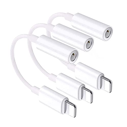 3 Pack Apple MFi Certified Original Headphone Adapter for iPhone,Lightning to 3.5mm Earphones Jack Adapter Cord Dongle Aux Cable Converter Compatible with iPhone 13 12/11 XS/XS Max/XR/X 8/7/6/6S Plus