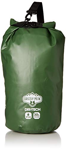 Grizzly Peak Dri-Tech Waterproof Dry Bag IP 66 Lightweight Roll-Top Sack with Adjustable Straps, 30 L