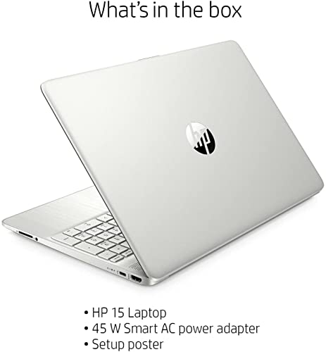 HP 15.6 inch Full HD Laptop, AMD 6-Cores Ryzen 5-5500, AMD Radeon Graphics, HP Fast Charge, Webcam, Thin&Portable, Windows 10 Home, Natural Silver (16GB|512GB Pcle SSD, R5-5500)