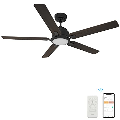 Smart Ceiling Fan with Lights, Indoor & Outdoor Ceiling Fan with Remote, 10 Speeds Smart Ceiling Fan Compatible with Alexa, Siri & Google, 52 Inch Modern Ceiling Fan with DC Motor, Black Ceiling Fan