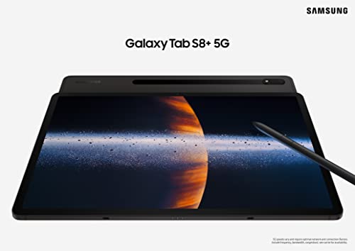 Samsung Galaxy Tab S8+ 5G LTE VERIZON Android Tablet, 12.4” Large AMOLED Screen, 128GB Storage, Wi-Fi 6E, Ultra Wide Camera, S Pen Included, Long Lasting Battery, Graphite -SM-X808UZAAVZW