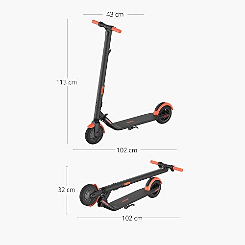 Segway Ninebot ES1L Electric Kick Scooter, Lightweight and Foldable, Upgraded Motor and Battery Pack, 8-inch Inner-Support Hollow Tires, Dark Grey & Orange