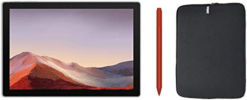 Newest Microsoft Surface Pro 7 12.3 Inch Touchscreen Tablet PC Bundle with Red Surface Pen and WOOV Sleeve, Intel 10th Gen Core i5, 8GB RAM, 128GB SSD, Windows 10, Platinum (Latest Model)