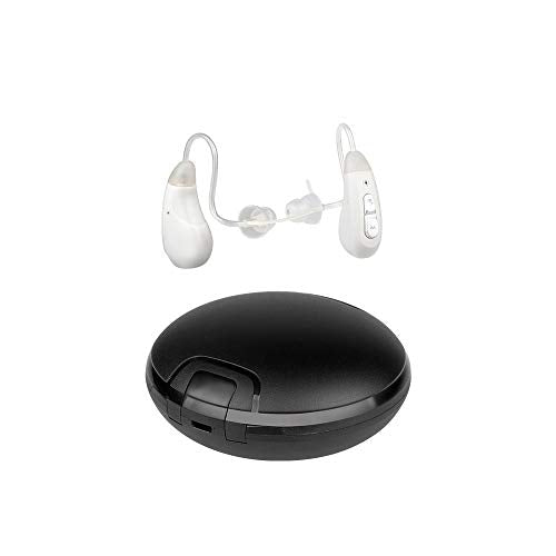 BTE Hearing Aids Rechargeable for Telephone Mode Personal Sound Amplifiers with Portable Charging Case