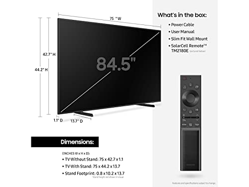 Samsung QN85LS03AAFXZA 85" The Frame UHD HDR QLED 4K Smart TV with a Samsung VG-SCFA85WTBZA 85" The Frame Customizable Modern White Bezel (2021)