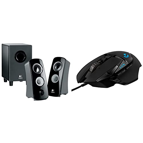 Logitech Speaker System Z323 with Subwoofer & Logitech G502 Hero High Performance Wired Gaming Mouse, Hero 25K Sensor, 25,600 DPI, RGB, Adjustable Weights