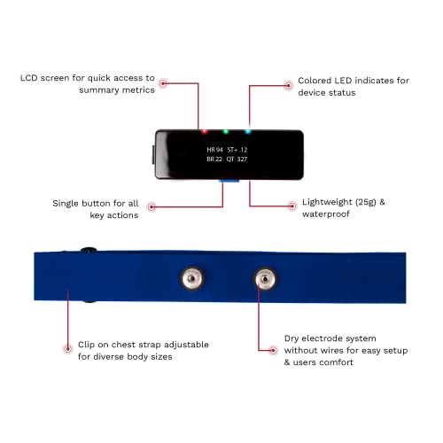 Frontier X2 Smart Heart Monitor with Chest Strap, Wireless Heart Health Monitoring Device with Heart Strain, Breathing Rate, Heart Rhythm and Fitness Tracking with Continuous Heart Rate Monitoring