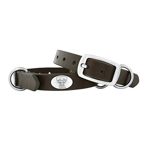 ZEP-PRO Brown Leather Concho Pet Collar, Texas Tech Red Raiders, X-Small