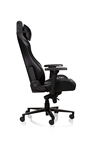 Luxe Ultra Gaming Chair and Desk Chair- Black Body with Black seat Side Panels and White Stitching