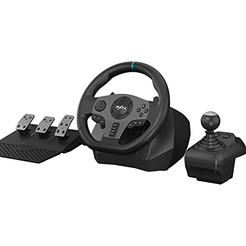 Steering Wheel for PC, PXN V9 Universal USB Car Sim 270/900 Degree Gaming Racing Wheel with Pedals and Shifter for PS4,PS3, Xbox One,Xbox Series X|S, Nintendo Switch