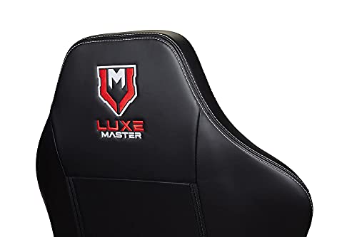 Luxe Ultra Gaming Chair and Desk Chair- Black Body with Black seat Side Panels and White Stitching