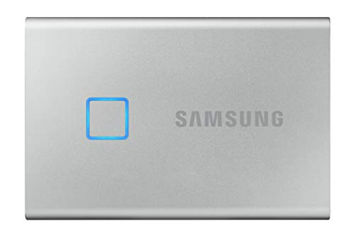 SAMSUNG T7 Touch Portable SSD 1TB - Up to 1050MB/s - USB 3.2 External Solid State Drive, Silver (MU-PC1T0S/WW)