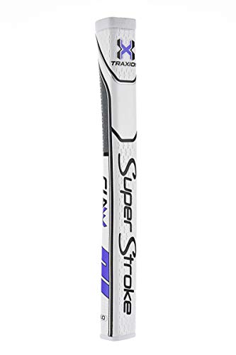 SuperStroke Traxion Claw® Golf Putter Grip, White/Blue (Claw® 1.0) | Advanced Surface Texture That Improves Feedback and Tack | Minimize Grip Pressure with a Unique Parallel Design | Tech-Port