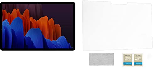 SAMSUNG Galaxy Tab S7+ Plus 256GB Tablet Protective Bundle | with SETPOT Tempered Glass HD Screen Protector, Cleaning Wipes, and Microfiber Cloth | 12.4-inch Android Wi-Fi Bluetooth S Pen, Mystic Navy