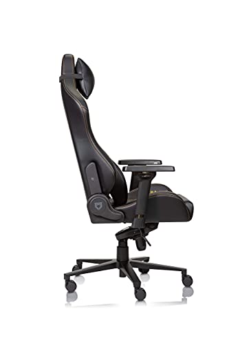 Luxe Ultra Max Gaming Chair and Desk Chair- Black Body with Black Side seat Panels and Gold Stitching