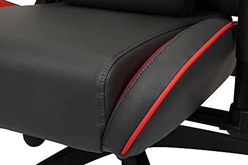 Luxe Racer Turbo Gaming Chair and Desk Chair- Grey Body with Grey seat Side Panels and Red welt Cord