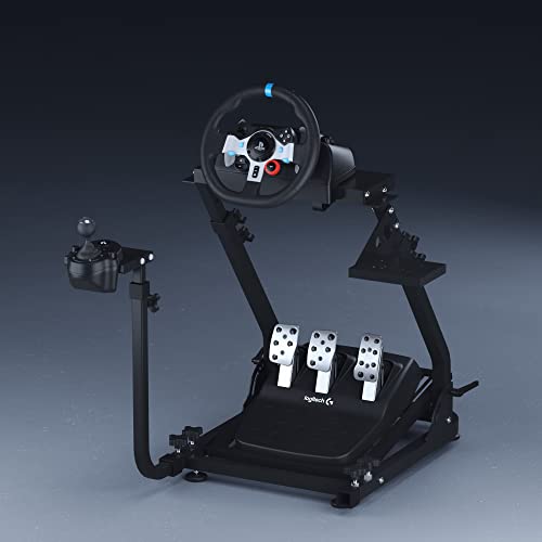 GT Omega Racing Wheel Stand for Logitech G920 G29 G923 Driving Force Gaming Steering Wheel, Pedals & Gear Shifter Mount V1, PS4, Xbox, Ferrari, PC - Foldable, Tilt-Adjustable to Ultimate Sim Racing Experience