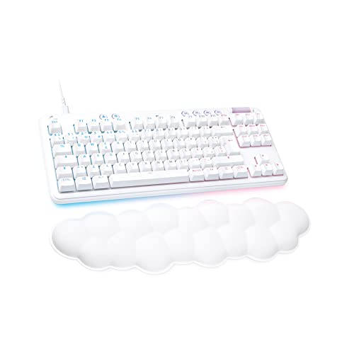 Logitech G713 Wired Mechanical Gaming Keyboard with LIGHTSYNC RGB Lighting, Linear Switches (GX Red), and Keyboard Palm Rest, PC and Mac Compatible, White Mist