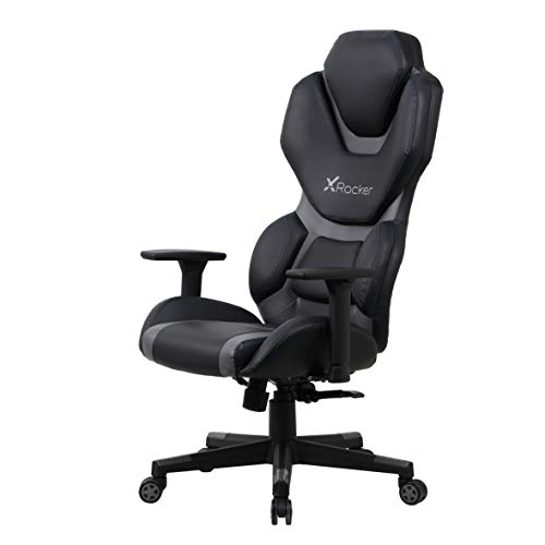 X Rocker Zeta PC Office Gaming Chair, 27.36" x 27.56" x 48.43", Black/Gray