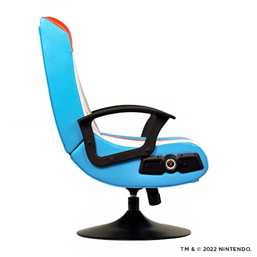 X Rocker Official Super 2.1 Audio Pedestal Mario Edition Gaming Chair, Blue/White