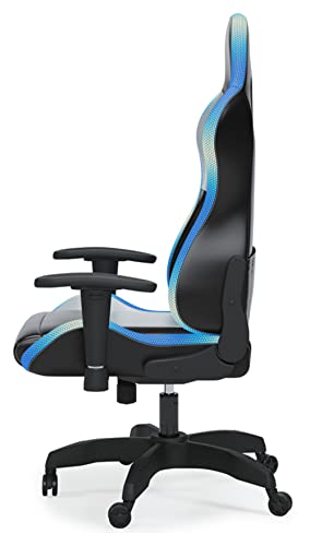 Signature Design by Ashley Lynxtyn Swivel Home Office Gaming Chair with LED Lighting, Black & Gray