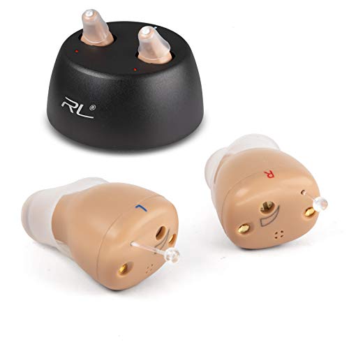 Rechargeable Hearing Amplifier to Aid and Assist Hearing of Seniors and Adults, Invisible Mini Digital Amplifiers Small & Light, Stay Secure in the Ear When Wearing a Mask | R&L C20 Pair