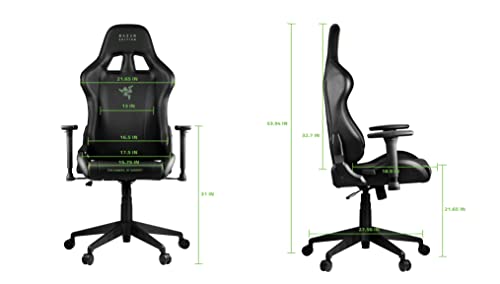 Tarok Essentials - Razer Edition Gaming Chair by Zen - Razer Chair Gaming - Video Game Chairs - Lime Green Gaming Chair - PC Gaming Chair Black Office Desk Chair Adult Leather XL Lumbar Support Gamer