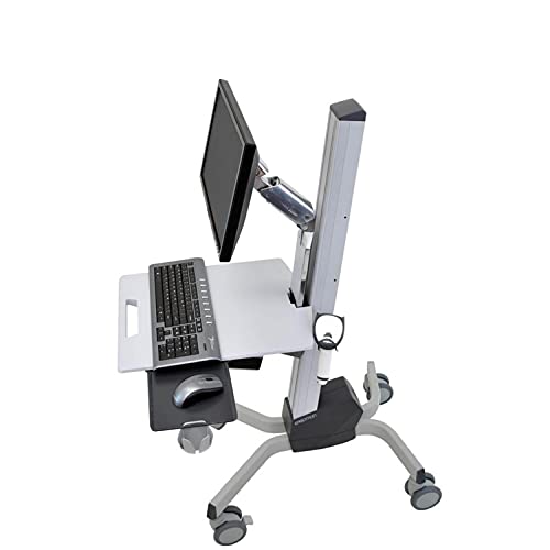 Ergotron – Neo-Flex Rolling Computer Cart, Mobile Standing Desk Workstation – Monitor, Grey