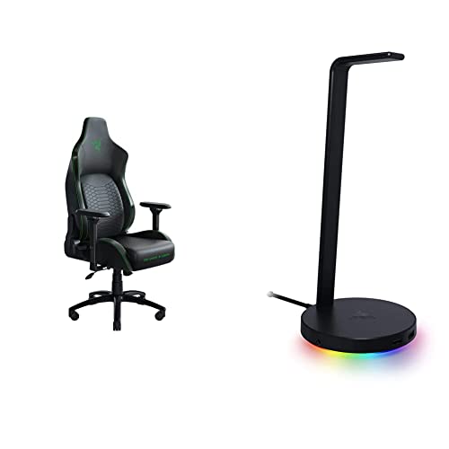 Razer Iskur Gaming-Chair: Ergonomic Lumbar Support System & Base Station V2 Chroma: Chroma RGB-Lighting, Classic Black, 4.73 x 4.73 x 11.03 inches