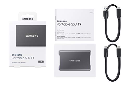 Samsung T7 Portable SSD - 1 TB - USB 3.2 Gen.2 Externe SSD Titan Gray (MU-PC1T0T/WW)