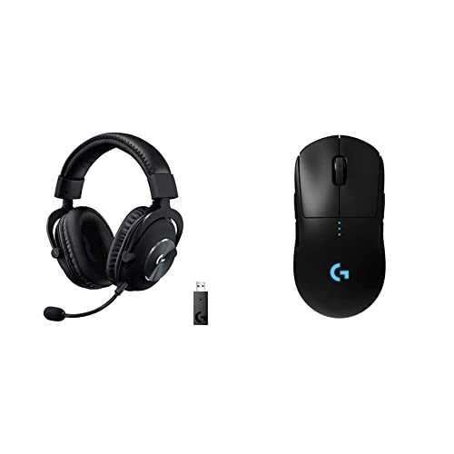 Logitech G PRO X Wireless Lightspeed Gaming Headset with Blue VO!CE Mic Filter Tech, 50 mm PRO-G Drivers, and DTS Headphone:X 2.0 Surround Sound & Pro Wireless Gaming Mouse