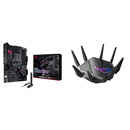 Asus ROG Strix B550-F Gaming WiFi II AMD AM4 (3rd Gen Ryzen) ATX Gaming Motherboard & ASUS ROG Rapture WiFi 6E Gaming Router (GT-AXE11000) - Tri-Band 10 Gigabit Wireless Router