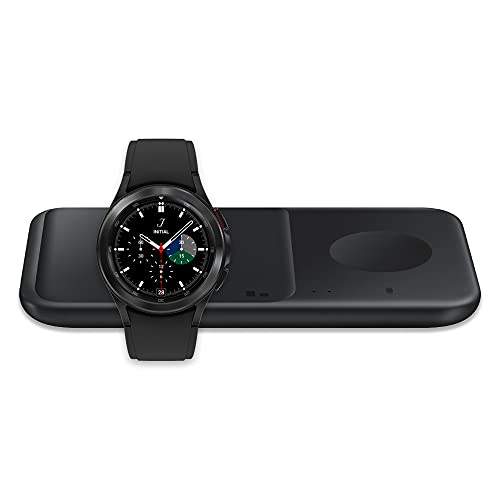 Samsung Galaxy Watch 4 Classic 42mm Smartwatch Bluetooth, Black (US Version) with SAMSUNG Wireless Charger Fast Charge Pad Duo (2021), Black