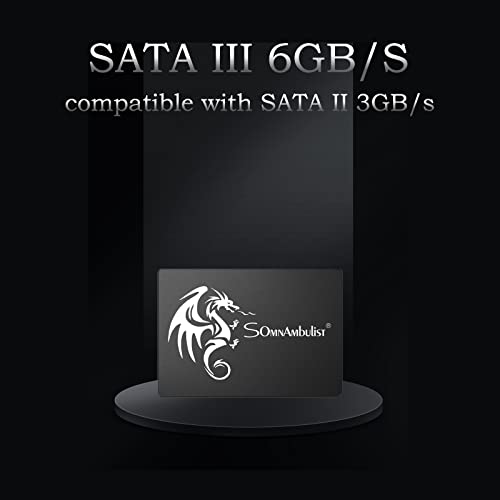 Somnambulist SSD 2TB 2.5″ 7mm(0.28″) SATA III 6Gb/s Internal Solid State Hard Drive 3D NAND Up to 520Mb/s for Laptop and Pc (2tb Black Dragon)