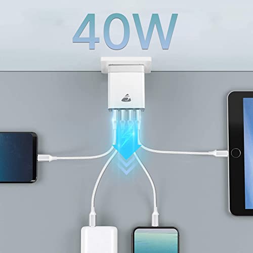 USB Wall Charger,Aioneus 40W 4-Port Fast Charger Block,Multiport USB Cube Power Adapter Charging Block Wall Charger Plug for iPhone 12 11 Pro Max XR Xs Max 8 7 6,Samsung,LG,Google Pixel,Moto,and More