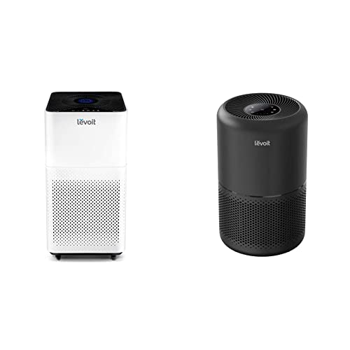 LEVOIT Air Purifier for Home Large Room with True HEPA Filter, LV-H135, White & Air Purifier for Home Allergies Pets Hair in Bedroom, H13 HEPA Filter, 24db Filtration System Cleaner Core 300, Black