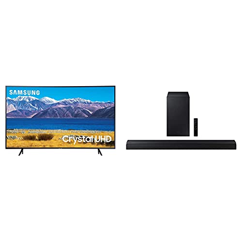 SAMSUNG 65-inch Class Curved UHD TU-8300 Series - 4K UHD HDR Smart TV with Alexa Built-in (UN65TU8300FXZA, 2020 Model) & Samsung | HW-A550 | 2.1ch | Soundbar | w/Dolby 5.1 / DTS Virtual:X | 2021