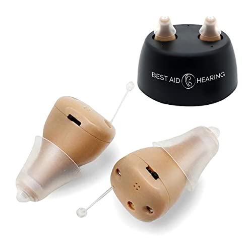 Best Aid Hearing, X5 CIC Rechargeable Invisible Hearing Aids for Seniors, Noise Cancelling, Noise Reduction, Digital Sound Amplifiers, Left and Right in Ear Hearing Aids (full pair)
