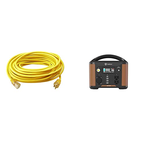 Southwire 2588SW0002 Outdoor Extension Cord ( 50 Foot- Yellow) & Southwire 53251 Elite 300 Series Portable Power Station, 296Wh Portable Generator