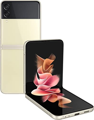 Samsung Galaxy Z Flip 3 Flip3 5G Fully Unlocked Android Cell Phone US Version Smartphone Flex Mode, Intuitive Camera Compact - (Renewed) (256GB, Cream)