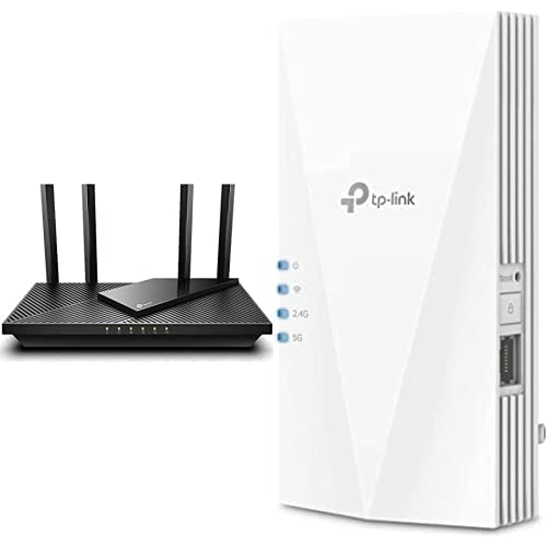 TP-Link OneMesh WiFi 6 Router AX1800 Smart WiFi Router (Archer AX21) – Dual Band Gigabit Router + TP-Link AX1500 WiFi Extender Internet Booster(RE500X), OneMesh WiFi 6 Range Extender